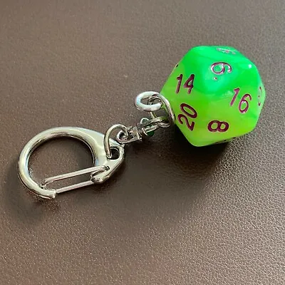 D20 Dice Keyring - Duel Colour - Pearl Green And Yellow • £1.99