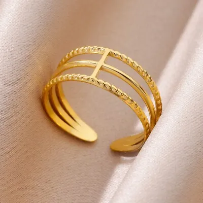 M&T 2007 Gold Plated Stainless Steel Open Ring Adjustable Ring One Piece JWMX19 • $2.90