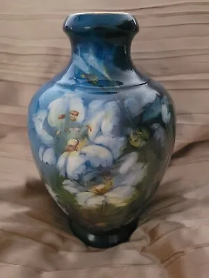 Antique Royal Bonn Handpainted Franz Mehlem Porcelain Vase Blue Floral Germany • $75