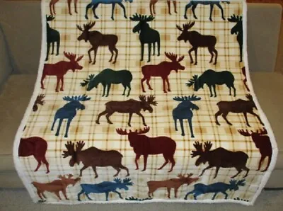 New Flannel Moose Luxury Sherpa Gift Fleece Throw Blanket Southwest Rustic Decor • $16.87