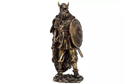 PTC 13.5 Inch Viking Warrior With Shield And Club Resin Statue Figurine • $102.09