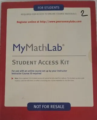 2012 Brand New My Math Lab Student Access Kit Tab Sealed. • $32.95