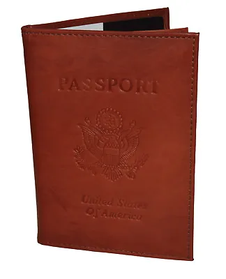Passport Holder New Brown With 7 Card Slots Genuine Leather • $11.99