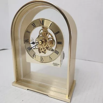 Sunbeam Quartz Brass Skeleton 882-600 VTG Moving Desk Mantle Clock TESTED READ • $34.97