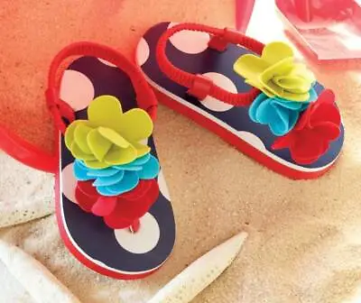 Mud Pie Boathouse Baby Flower Flip Flop Sandals  Large 3-4 Years • $10