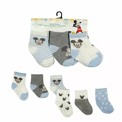 Disney Baby Mickey Mouse 6 Pairs Socks Infant Boys Blue Ages 12-18 Months #21584 • $7.95