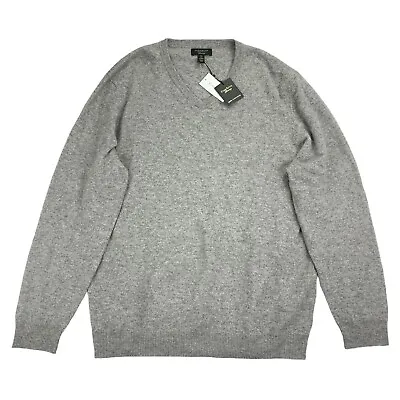 Club Room Mens Luxury 100% Cashmere V-Neck Sweater Gray 2XL • $50.57
