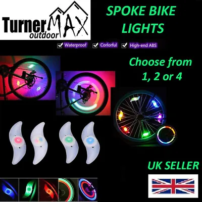 £2.99 • Buy 2 X TurnerMAX Outdoor Spoke Bike Tyre Lights LED Bright Flashing Safety Lamp