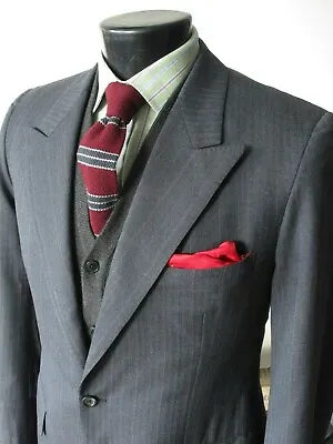 Vtg Otto Perl Suit Sport Coat 40R Bespoke Hand Made 40R Charcoal Gray Peak Lapel • $148