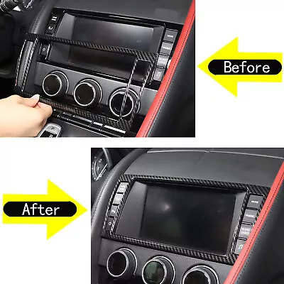 ABS Carbon Fiber Display Screen Button Frame Trim Fits Jaguar F-TYPE 2013-2018 • $29.99