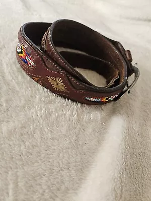 Vintage SOUTHWESTERN Buckle Belt BEADED Native American 35 Cowboy INDIAN Navajo • $45