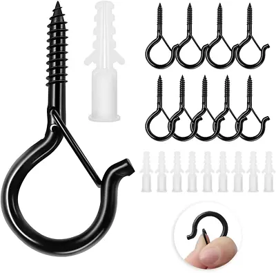 12Pack Q Hanger Screw Hooks Outdoor String Light Hanger Hooks With Safety Clasp • £8.55
