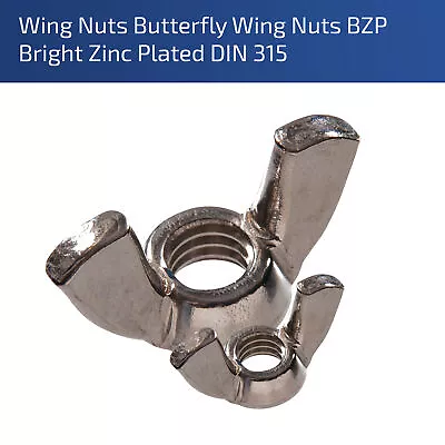 M3 M4 M5 M6 M8 M10 Wing Nut Butterfly Nuts Fit Bolts Screws Bzp Grade 4 Din 315 • £2.93