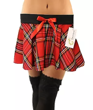 Womens Tartan Mini School Skirts With Bow Casual Skater Skirt Fancy Dress Party • £9.49