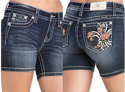 Miss Me Women's Casual Roses Floral & Fleur Short Jeans Denim Beach Shorts   • $79.90