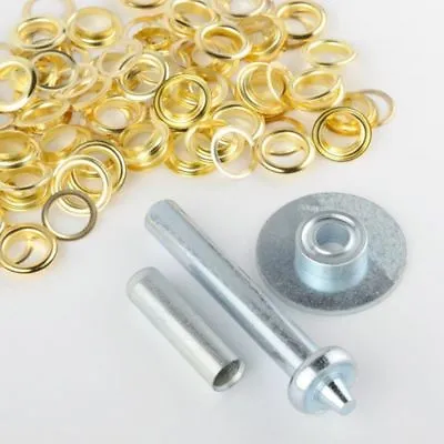 103 Pc Tarp Grommet Repair Installation Kit Tent Awning Canopy Brass Ring Flag   • $8.93