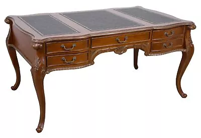 Hand Carved Mahogany 5 Drawer Executive Writing Desk Home Office Solution • $1399