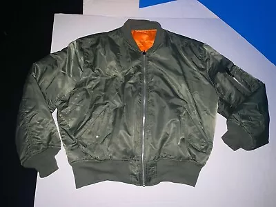 VTG Knox Armory MA-1 Flight Bomber Jacket Mens Large Green Orange Special Ops • $60