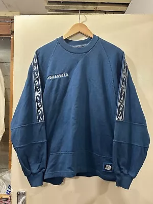 Umbro Pro Training Sweatshirt Men’s Small Navy Blue 90s Vintage • £37.99