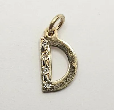 Small 9ct Yellow Gold Diamond Letter  D  Charm / Pendant • £63