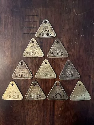 Vintage Ford Motor Company Rouge Plant Brass Tool Check Out Tag 10 Lot • $37