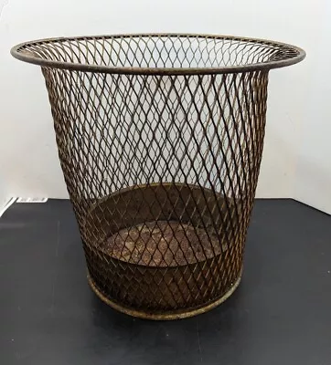 Vintage Antique NEMCO Metal Co Steel Mesh Trash Can Waste Basket Chicago 12 In • $49.99