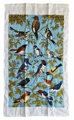 Vintage 1960's Lois Long Designer Linen BIRDS Towel Hand Painted By Kay Dee • $22