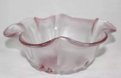 Vintage Mikasa Frosted Fluted Glass 8  Bowl Rosella Pattern Pink Flowers • $12.99