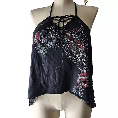 Harley Davidson 1903 Women Size XL Halter Top High Low Lace Back • $23.05