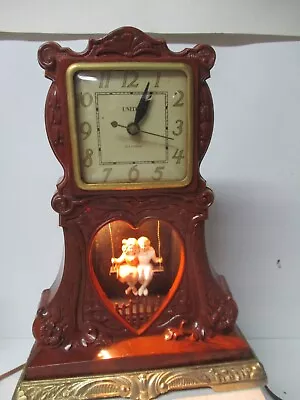 Vintage United Animated Motion Lamp Mantle Clock - 2 Children On A Swing • $150