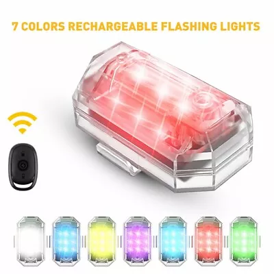 Remote Chargeable 7 Colors Motorcycle-Bikes LED-Aircraft Strobe Light • $16.17