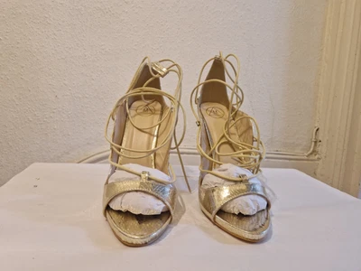 £10 • Buy Missguided Peace And Love Reptile Lace Up Heel Shoes In Gold
