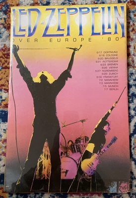 $25 • Buy Vintage Led Zeppelin Over Europe '80 Concert Poster STILL SEALED 