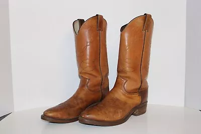 Justin Cowboy Boots Western Style 1173 Men Size 9b Brown Vintage Y2 Vibrato • $50