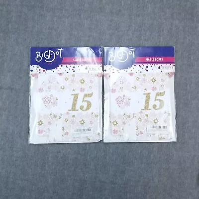 Big Dot Of Happiness Mis Quince Gable Box Sweet 15 -2 Sets Of 12-White Pink Gold • $25