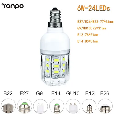 5730 SMD LED Corn Light Bulbs E26 E27 E12 E14 G9 GU10 6W 15W 25W 110V 220V Lamp • $2.44