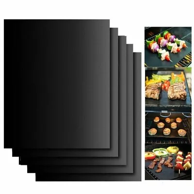 Oven Liner Non Stick BBQ Grill Mat For Fan Assisted Ovens 5 Pcs BLACK UK • £8.95