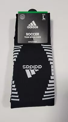 Adidas Team Mens Speed Soccer Socks Climacool  Black SZ Large (Shoe Size 9-13) • $16.99