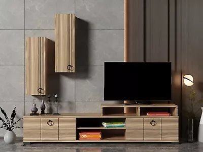 Kayrana Line Walnut Colour TV Unit Stand With Wall Units • £189.99