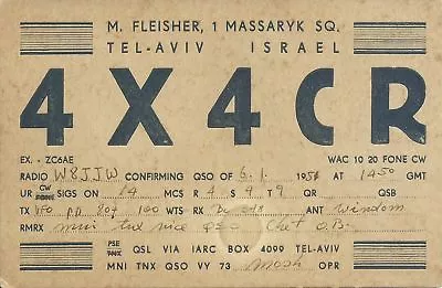 Old Vintage 4x4cr Tel-aviv Israel Amateur Radio Qsl Card • $29.99