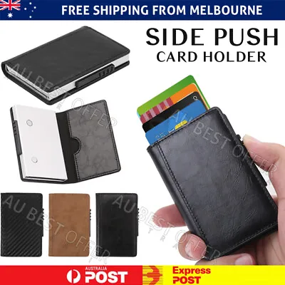 $9.55 • Buy Quality Leather Credit Card Holder RFID Blocking Wallet With Pop Up Card Case AU