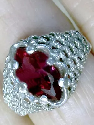 Red Lab Ruby Size 9.25 Ring 925 Sterling Silver Marquise 2.20ct USA Made Weave • $59