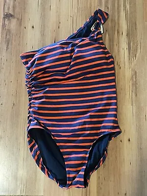 Michael Kors Swimsuit One Piece  Size 12 One Shoulder Red Blue Stripe Womens • $16