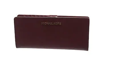 Michael Kors Jet Set Travel Flat Slim Bifold Saffiano Leather Wallet (Merlot) • $99