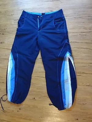 Rare '@Girl' Raver Parachute Pants 90s UFO Blue W/ Blue & White Leg Design • $180