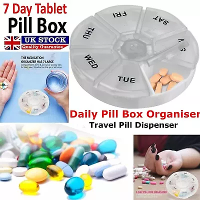 7 Day Weekly Daily Pill Box Organiser Medicine Tablet Storage Dispenser Week UK • £3.25