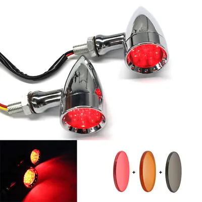 Chrome Motorcycle Mini Bullet LED Turn Signal Red Tail Lights Indicator Hot US • $20.97