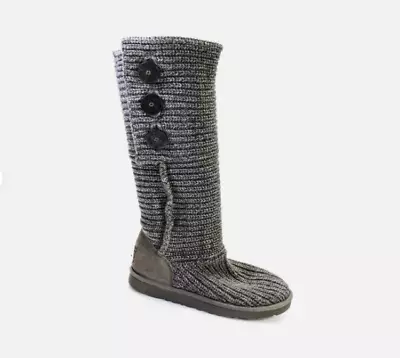 UGG Australia Womens Textile Woven Three Button Classic Cardy Boots Gray Size 8 • $24