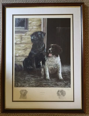 £99 • Buy Labrador & Spaniel. Nigel Hemming   Stable Mates   Limited Edition Signed Print.