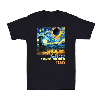 Starry Night Van Gogh Classic Total Solar Eclipse April 8 2024 Men's T-Shirt • $17.99